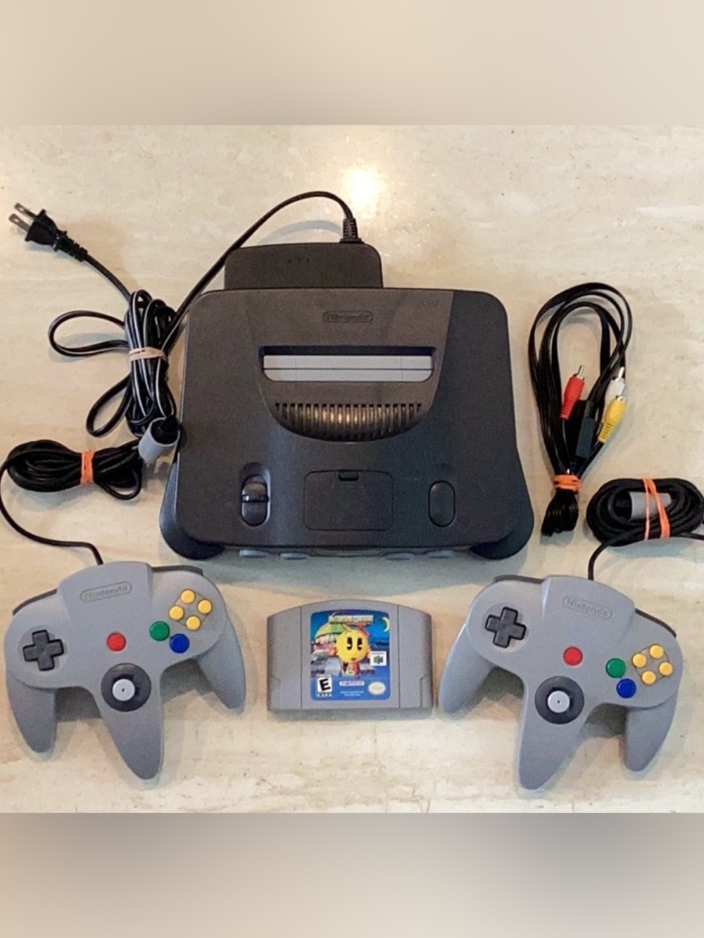 Nintendo 64 Console & 2 Controllers N64 & Ms Pac-Man N64 Game OEM